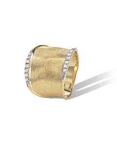 Marco Bicego Lunaria Collection 18K Yellow Gold And Diamond Medium Ring Size 7