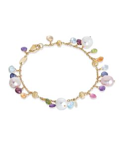 Marco Bicego Paradise Collection 18K Yellow Gold Mixed Gemstone And Pearl Single Strand Bracelet