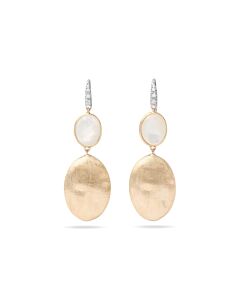 Marco Bicego Siviglia 18K Yellow Gold and Mother of Pearl Two Drop Hook Earrings with Diamond Accent OB1506-AB MPW YW Q6