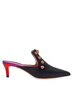 Marco de Vincenzo Ladies Middle Heel Pump Black, Red 50 Mule Satin Crystal, Brand Size 35