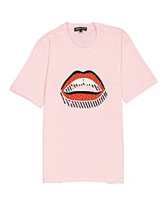 Markus Lupfer Ladies Pink Alex Sequin 3DLara Lips T-shirt