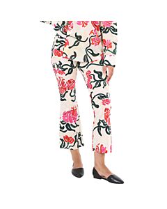 Marni Ladies Floral-print Bootcut Trousers