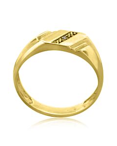 Maulijewels 0.005 Carat Natural Round Shape Center Single Stone Diamond Ring For Men Crafted In 10k Yellow Gold