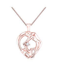 maulijewels 0.03 Carat Natural Diamond Mom Child Pendant For Woman Crafted In 10k Rose Gold With 18" Sterling Silver Box Chain