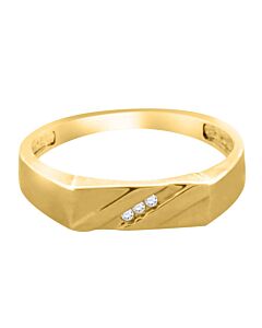 Maulijewels 0.03 Carat Natural Round Shape 3-Stones Diamond Ring For Men Crafted In 10k Yellow Gold