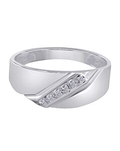 Maulijewels 0.03 Carat Natural Round Shape Diamond Ring For Men Crafted In 10k White Gold