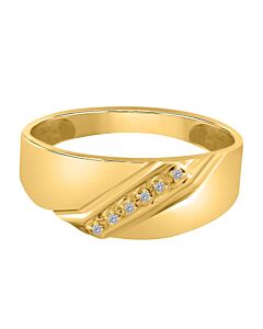 Maulijewels 0.03 Carat Natural Round Shape Diamond Ring For Men Crafted In 10k Yellow Gold