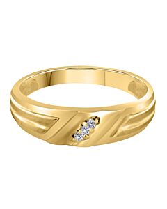 Maulijewels 0.045 Carat Natural Round Shape 3-Stone Prong Set Diamond Ring For Men Crafted In 10k Yellow Gold