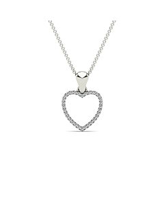 Maulijewels 0.10 Carat Natural Diamond Heart Shape Pendant Necklace For Women/ Girls In Solid 10K White Gold
