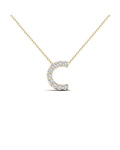 Maulijewels 0.10 Carat Natural Round White Diamond Initial " C " Pendant Necklace In 14K Solid Yellow Gold With 18" Cable Chain