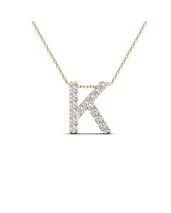 Maulijewels 0.12 Carat Natural Diamond Initial " K " Pendant Necklace In 14K Yellow Gold With 18" Gold Cable Chain