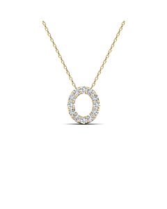 Maulijewels 0.12 Carat Natural Diamond Initial " O " Pendant Necklace In 14K Yellow Gold With 18" Gold Cable Chain