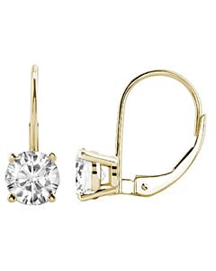 Maulijewels 0.20 Carat Natural White Diamond Lever Back Dangle Earrings In 14k Yellow Gold