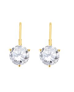 Maulijewels 0.20 Carat Round Natural White Diamond 3 Prong Set Leverback Earrings For Womens In 14K Solid Yellow Gold