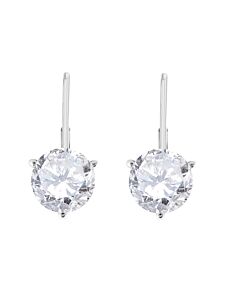 Maulijewels 0.20 Carat Round Natural White Diamond 3 Prong Set Leverback Earrings For Womens In 14K Solid White Gold