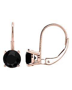 Maulijewels 0.25 Carat Natural Black Diamond Dangle Earrings made in 14k Rose Gold With Lever Back (Black, I1-I2)