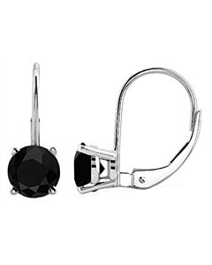 Maulijewels 0.25 Carat Natural Black Diamond Dangle Earrings made in 14k White Gold With Lever Back (Black, I1-I2)