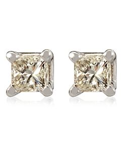 Maulijewels 0.25 Carat Natural Diamond ( G-H / SI1-SI2 ) Princess Cut Women Stud Earrings In 14K Solid White Gold With Secure Push Back