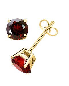 Maulijewels 0.25 Carat Natural Round Red Diamond Prong Set Stud Earrings In 14K Solid Yellow Gold
