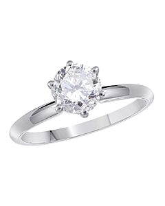 Maulijewels 0.25 Carat Round Diamond Solitaire Engagement Ring For Women 14K Solid White Gold