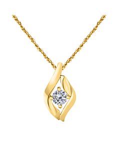 Maulijewels 0.25 Carat Round Natural Diamond ( I-J/ I2-I3 ) Prong Set Pendant In 14K Yellow Gold With18" 14K Yellow Gold Plated Sterling Silver Box Ch