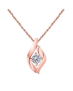Maulijewels 0.25 Carat Round White Diamond Pendant Necklace In 10K Solid Rose Gold With 18" 10k Rose Gold Plated Sterling Silver Box Chain