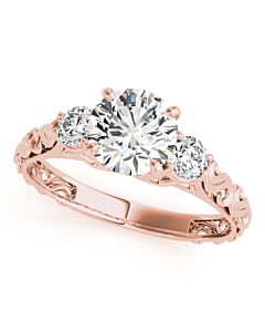 Maulijewels 0.50 Carat Rose Gold 14K Halo Diamond Engagement Ring