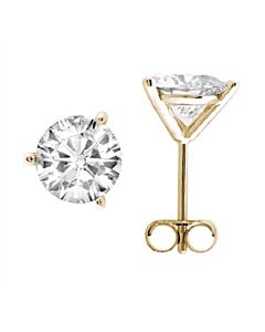 Maulijewels 0.50 Cttw (I-J, I2-I3) Natural White Diamonds Round Stud Earrings With Push back In 14k Yellow Gold