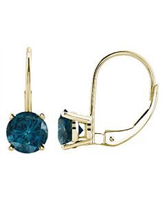 Maulijewels 0.60 Carat Natural Blue Diamond Lever Back Earrings Dangle Style Available in 14k Yellow Gold (Blue, I1-I2)