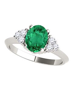 Maulijewels 1.00 Carat Emerald & Round White Diamond Gemstone Ring In 10K Solid White, Rose Yellow Gold
