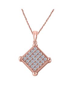 Maulijewels 1.00 Carat Natural Diamond ( I-J/ I2-I3 )Pendant In 10K Rose Gold With18" 10K Rose Gold Plated Sterling Silver Box Chain