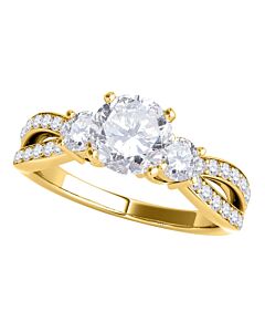 Maulijewels 1.00 Carat Round White Diamond Engagement Wedding Ring For Women's 14K Yellow Gold