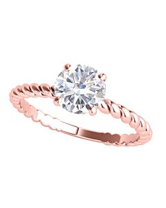 Maulijewels 1.00 Carat White Moissanite Diamond Engagement Ring For Women In 14K Rose Gold