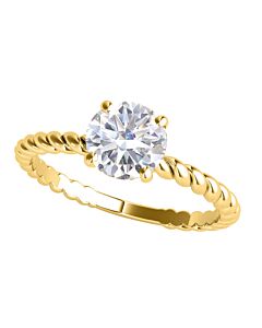 Maulijewels 1.00 Carat White Moissanite Diamond Engagement Ring For Women In 14K Yellow Gold
