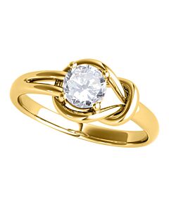 Maulijewels 1.00 Cttw Round White Diamond ( I-J/ I2-I3 ) Knoted Shape Engagement Ring For Women 14K Yellow Solid Gold