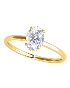 Maulijewels 1.05 Carat Oval Moissanite And Natural Diamond Solitaire Engagement Rings For Women In 10K Yellow Gold