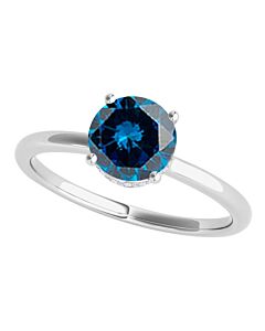 Maulijewels 1.06 Cttw Blue & White Diamond Solitaire Engagement Ring For Women In 18K Solid White Gold