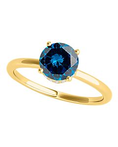 Maulijewels 1.06 Cttw Blue & White Diamond Solitaire Engagement Ring For Women In 18K Solid Yellow Gold