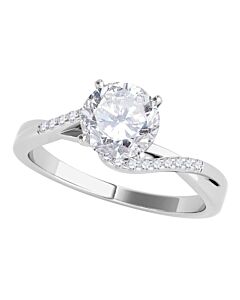 Maulijewels 1.10 Carat White Diamond Solitaire Style Engagement Ring 18K Solid White Gold