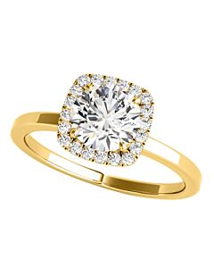 Maulijewels 1.15 Carat Moissanite & Halo Natural Diamond Engagement Ring In 14K Yellow Gold