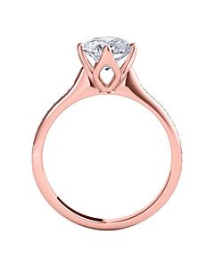 Maulijewels 1.15 Carat Natural Round White Diamond ( H-I/ I1-I2 ) Solitaire Engagement Ring In 14K Solid Rose Gold