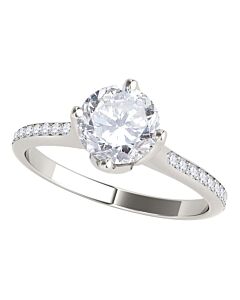 Maulijewels 1.15 Carat Natural Round White Diamond ( H-I/ I1-I2 ) Solitaire Engagement Ring In 14K Solid White Gold