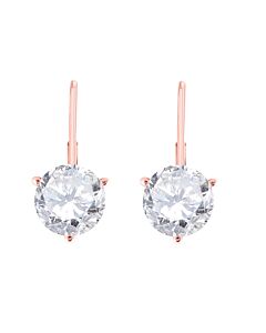 Maulijewels 1/2 Carat White Diamond ( H-I/ I1-I2 ) Women's Three Prong Set Martini Leverback Earrings In 14K Solid Rose Gold