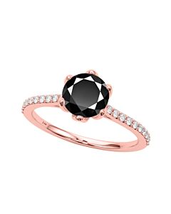 Maulijewels 1.25 Carat Black & White Diamond Engagement Rings In 14K Rose Gold