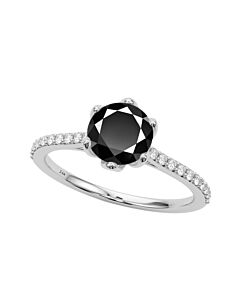 Maulijewels 1.25 Carat Black & White Diamond Engagement Rings In 14K White Gold
