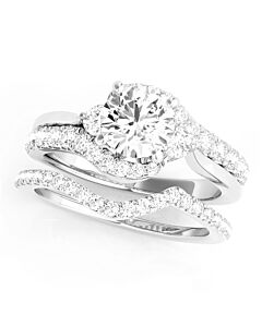 Maulijewels 1.25 Carat Halo Diamond Engagement Ring 14K White Gold Bridal Set