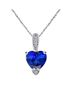 Maulijewels 1.25 Carat Heart Shape Tanzanite Gemstone And White Diamond Pendant In 10k White Gold With 18" 10k White Gold Plated Sterling Silver Box C