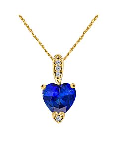 Maulijewels 1.25 Carat Heart Shape Tanzanite Gemstone And White Diamond Pendant In 10k Yellow Gold With 18" 10k Yellow Gold Plated Sterling Silver Box