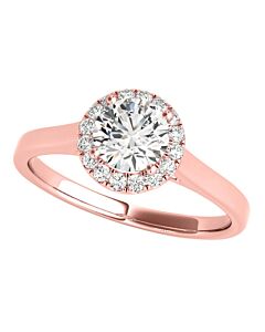 Maulijewels 1.25 Carat Moissanite & Halo Round Diamond Engagement Ring 14K Solid Rose Gold
