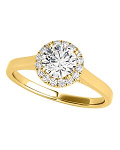 Maulijewels 1.25 Carat Moissanite & Halo Round Diamond Engagement Ring 14K Solid Yellow Gold
